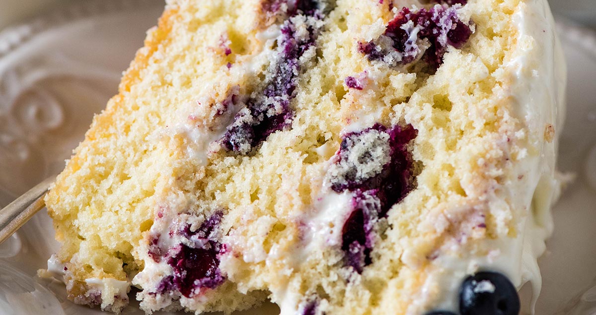 Easy Lemon Blueberry Cake with Lemony Cream Cheese Frosting